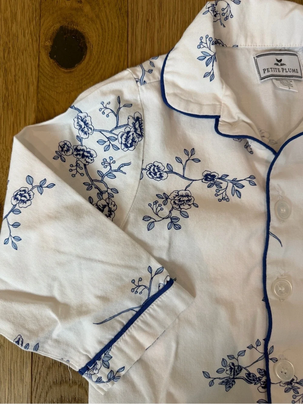 🌙 Petite Plume Blue & White Floral Pajama Set 3T Classic Cotton